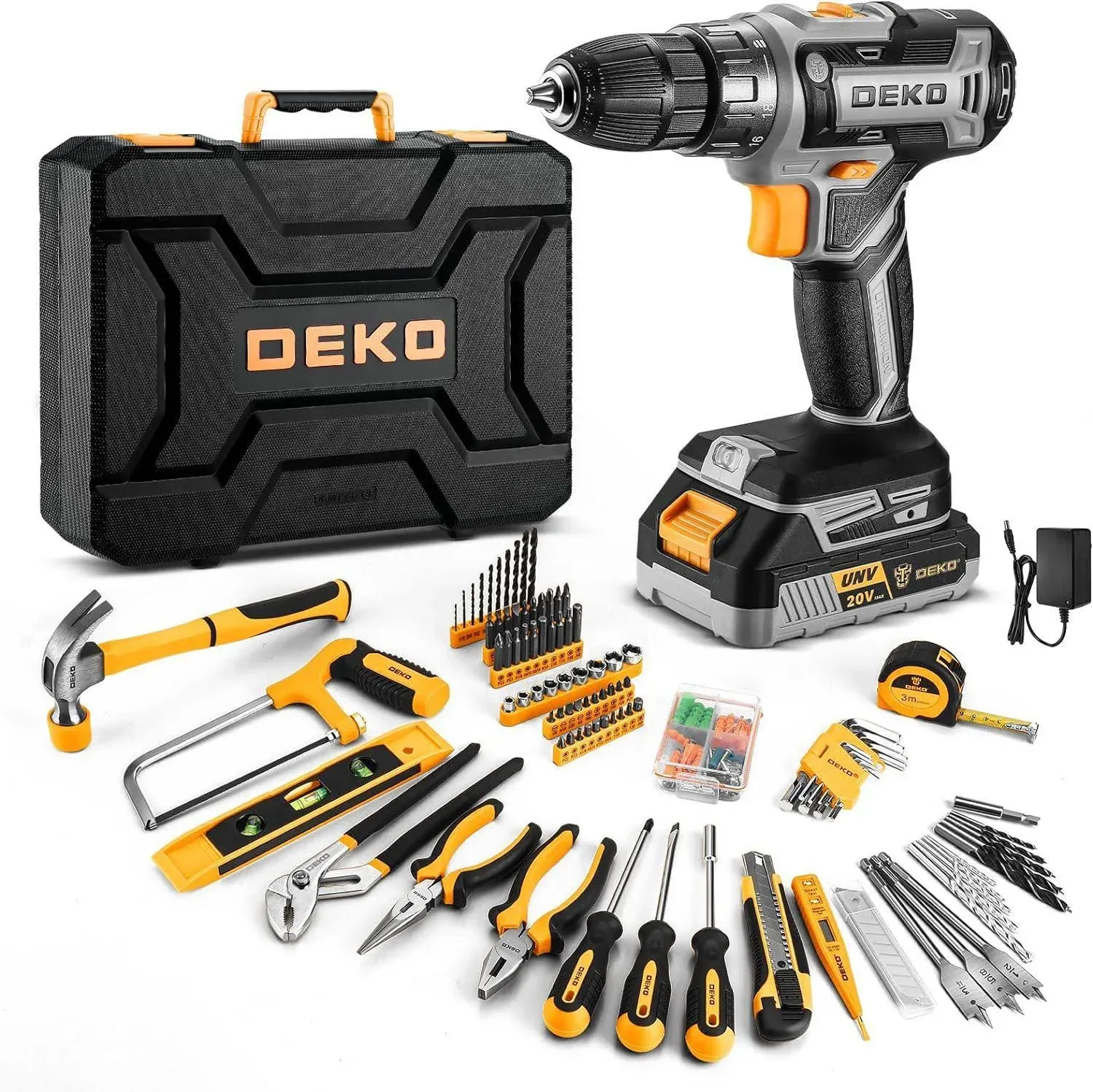 Cordless Drill Tool Kit Set: 20V Power Drill Tool Box with