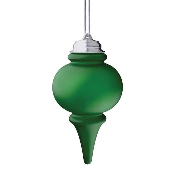 WP660 Battery Powered Hanging Decorative Outdoor Pulsing 8" Finial Light with Sensor Turns-On At Dark, Green