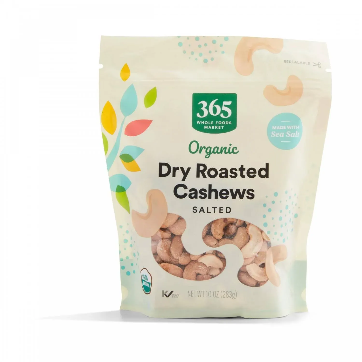 365 by Whole Foods Market, Organic Dry Roasted & Salted Cashews, 10 Ounce