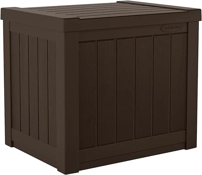 Suncast - 22 Gallon Small Resin Outdoor Patio Storage Deck Box - Stoney