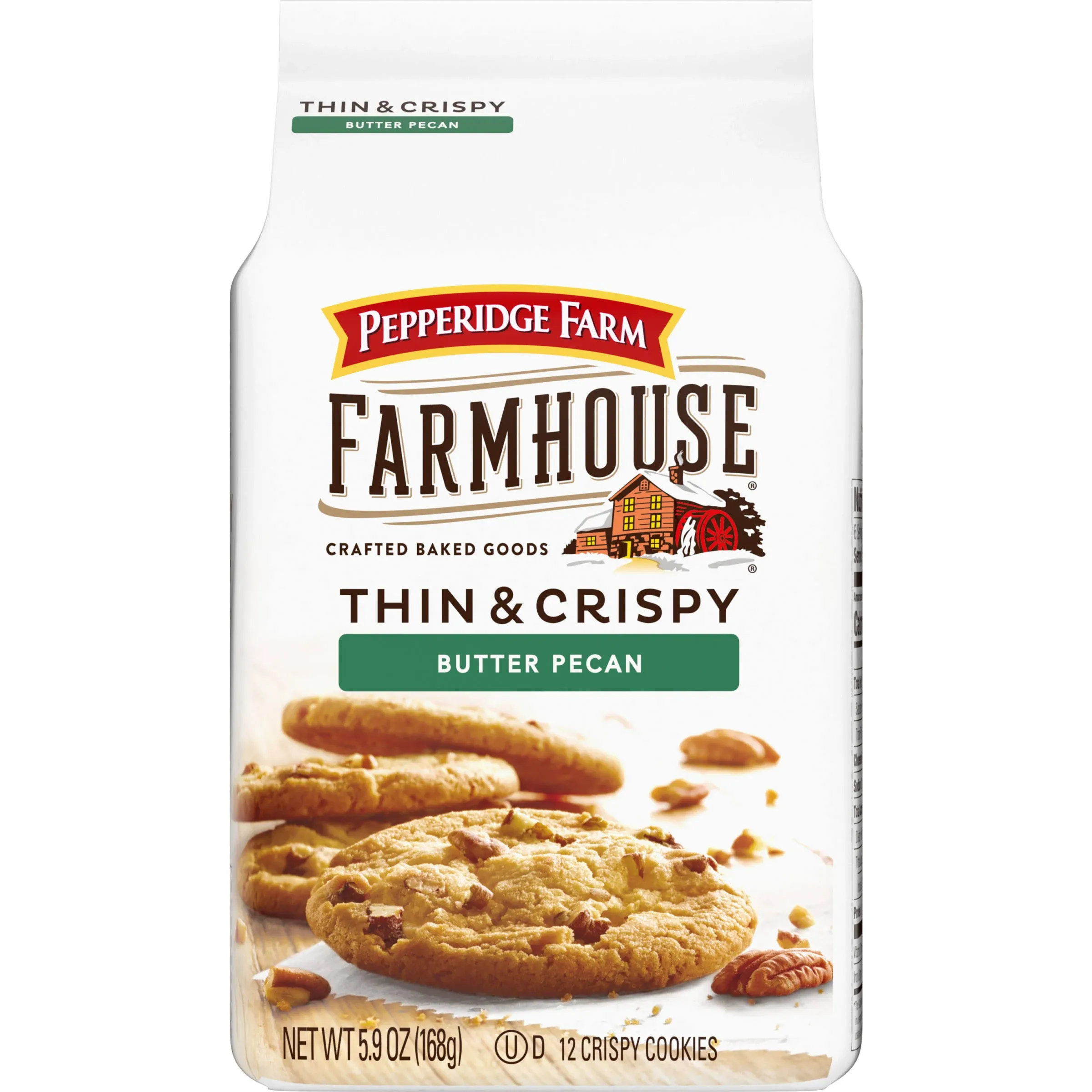 Farmhouse Cookies, Butter Pecan, Thin & Crispy - 12 cookies, 5.9 oz