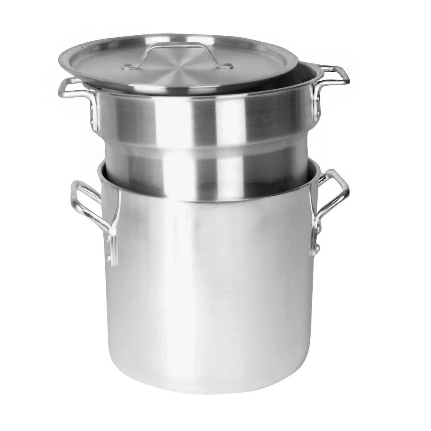 TrueCraftware- 20 Qt. Double Boiler Pot Aluminum with Cover– Heavy Gauge Steam Melting Pot Double Boiler for Chocolate Melting Fondue Candy Cheese Desserts and Specialty Sauces Mirror-Finish