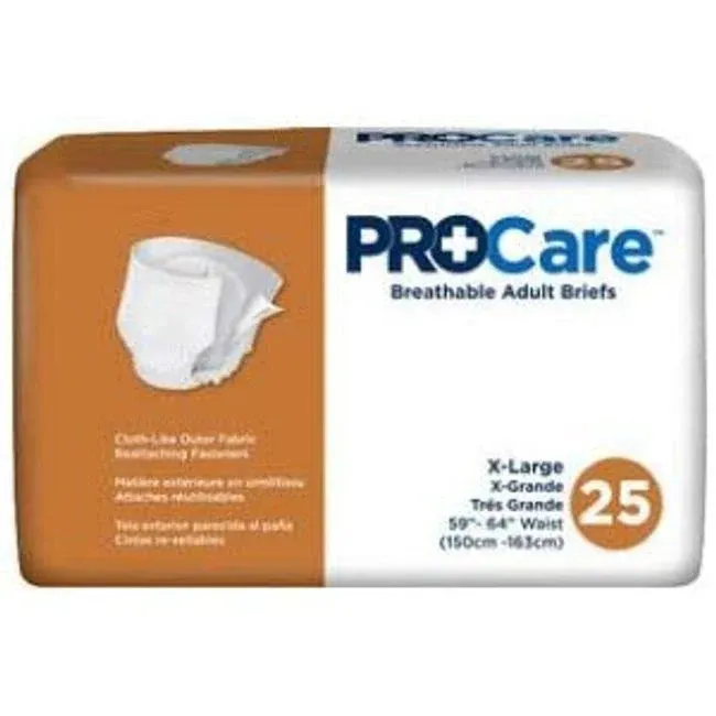 ProCare Breathable Adult Briefs - X-Large, 59"-64" Waist - Case