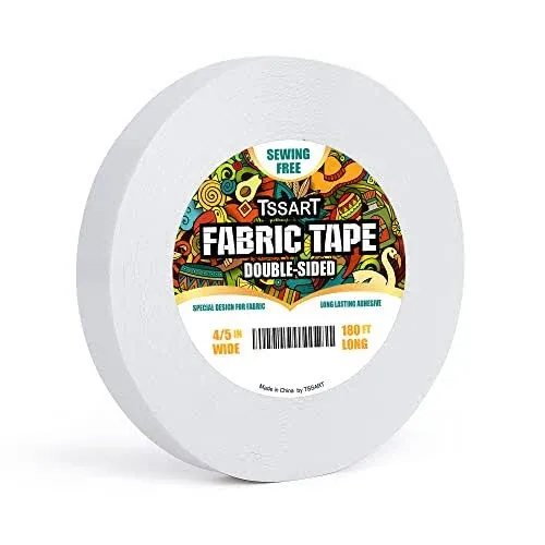 Fabric Tape - Sticky Double-Sided Tape Strong Adhesive Cloth Tape Press-on Tape, No Sewing or Ironing, Gluing, Alterations and Hemming Tape - 1/2inch Wide 180FT Long