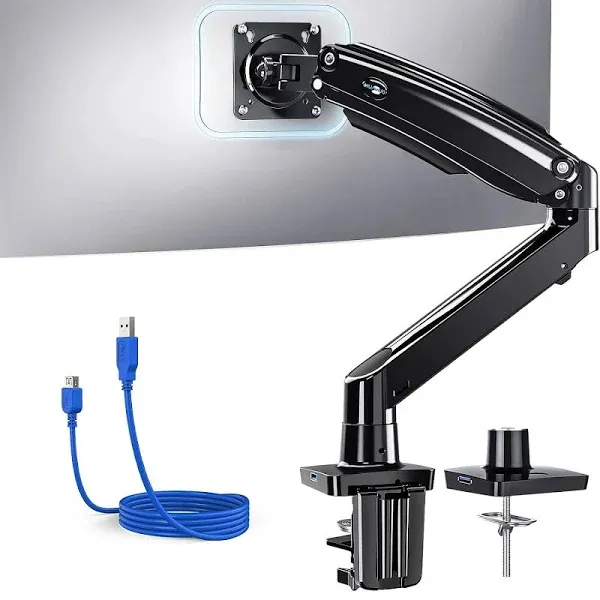 HUANUO Monitor Mount Stand Long Single Arm Gas Spring Monitor Desk Mount