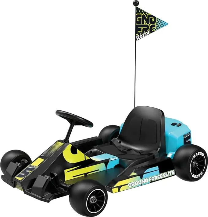 Razor Ground Force Elite-Electric Go-Kart for Ages 13+, Up to 14 MPH, Up to 40 Minutes of Continuous Use, 350-watt Chain-Driven Motor, Forward/Reverse Drive Switch, 36V Rechargeable Battery,Black