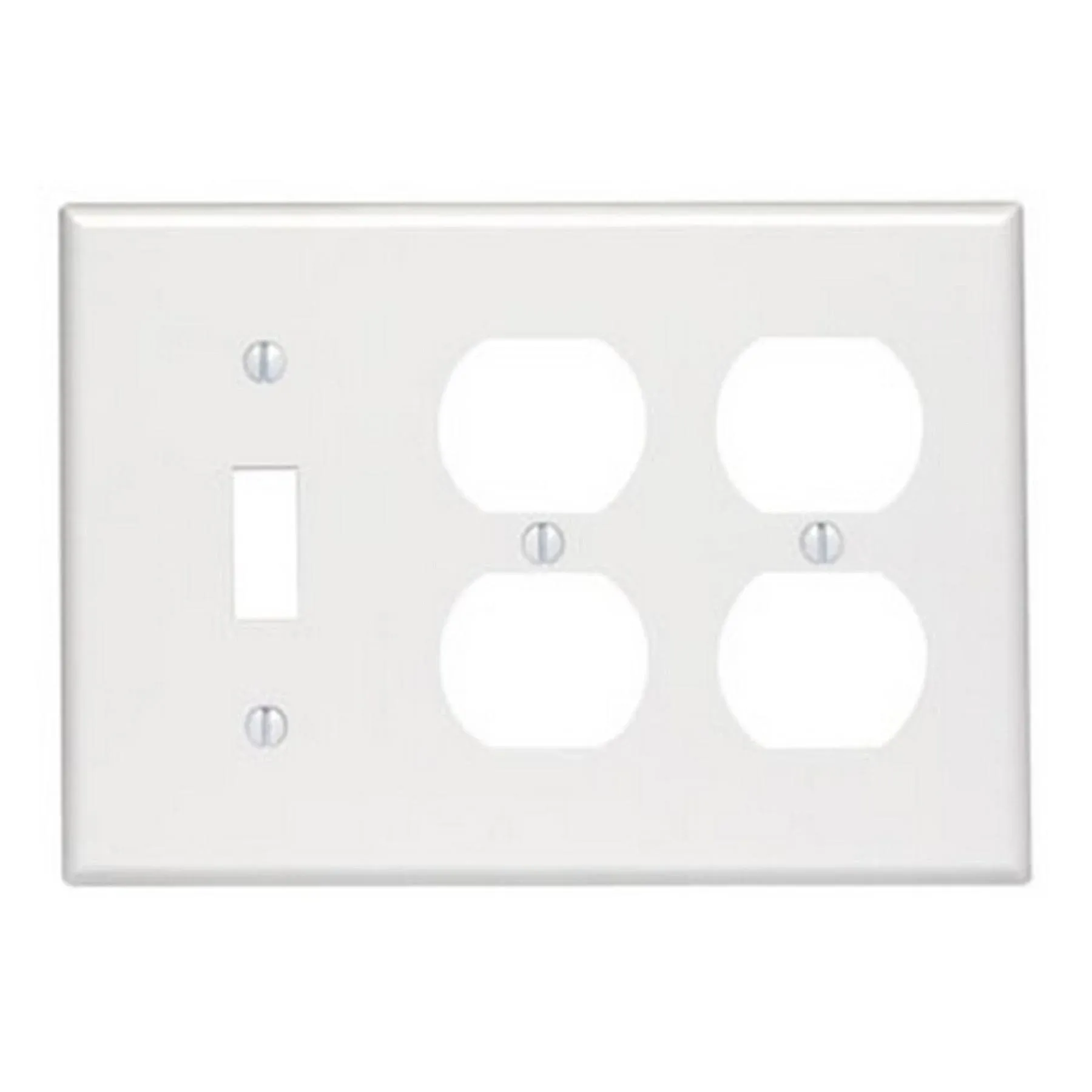 Leviton 3-Gang 1-Toggle 2-Duplex Device Combination Wall Plate Standard Size Thermoset Device Mount White (88047)