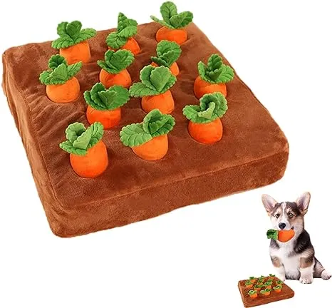 Carrot Snuffle Mat for Dogs, Interactive Dog Plush Puzzle Toys, 2 in 1 Non-Slip ...