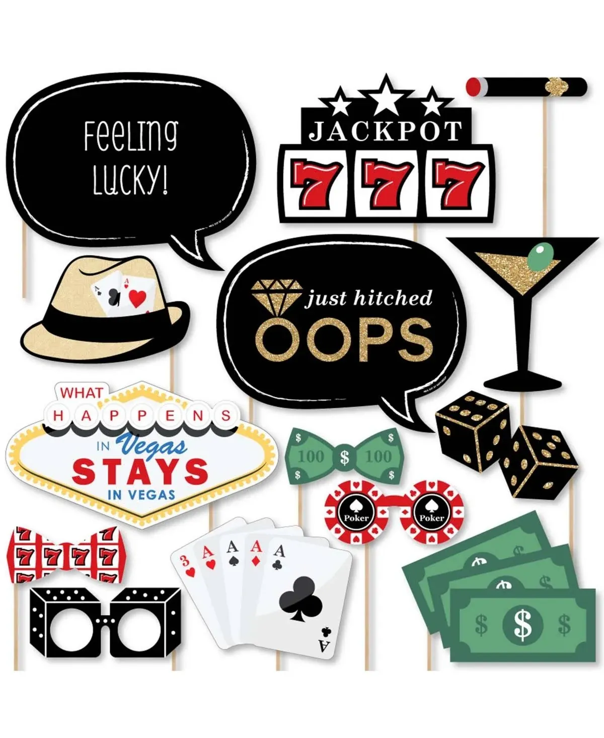 Las Vegas - Casino Photo Booth Props Kit - 20 Count