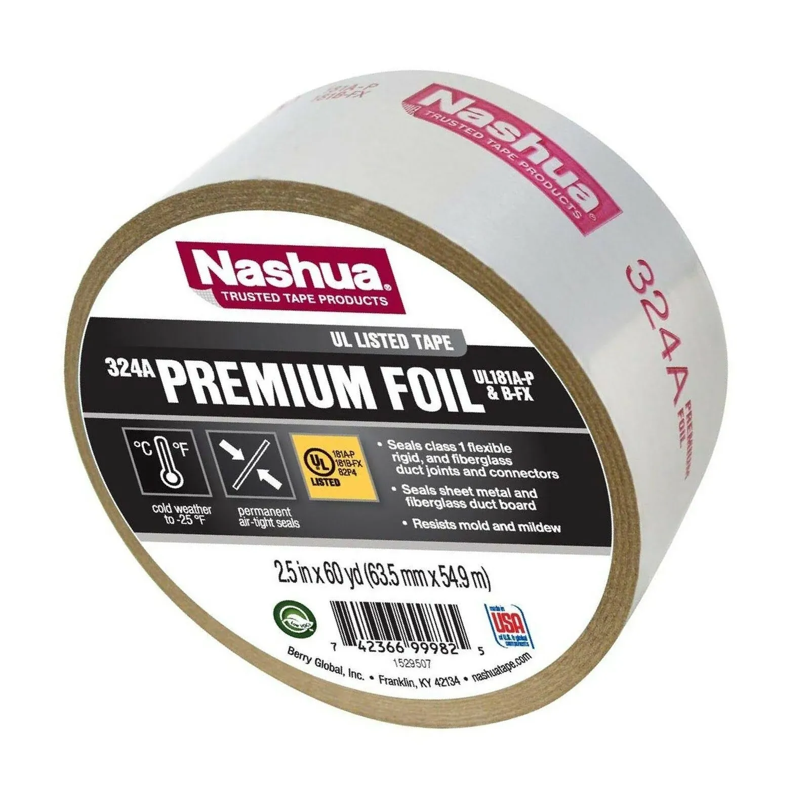 Nashua Foil Tape, Silver, 2.5-In. x 60-Yd.