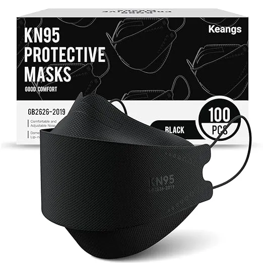 Keangs KN95 Face Masks 100 Pack, Breathable Protective Mask Multicolor