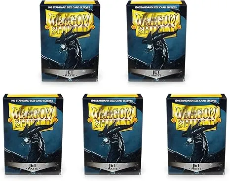 5 Packs Dragon Shield Matte Jet Standard Size 100 ct Card Sleeves Value Bundle!