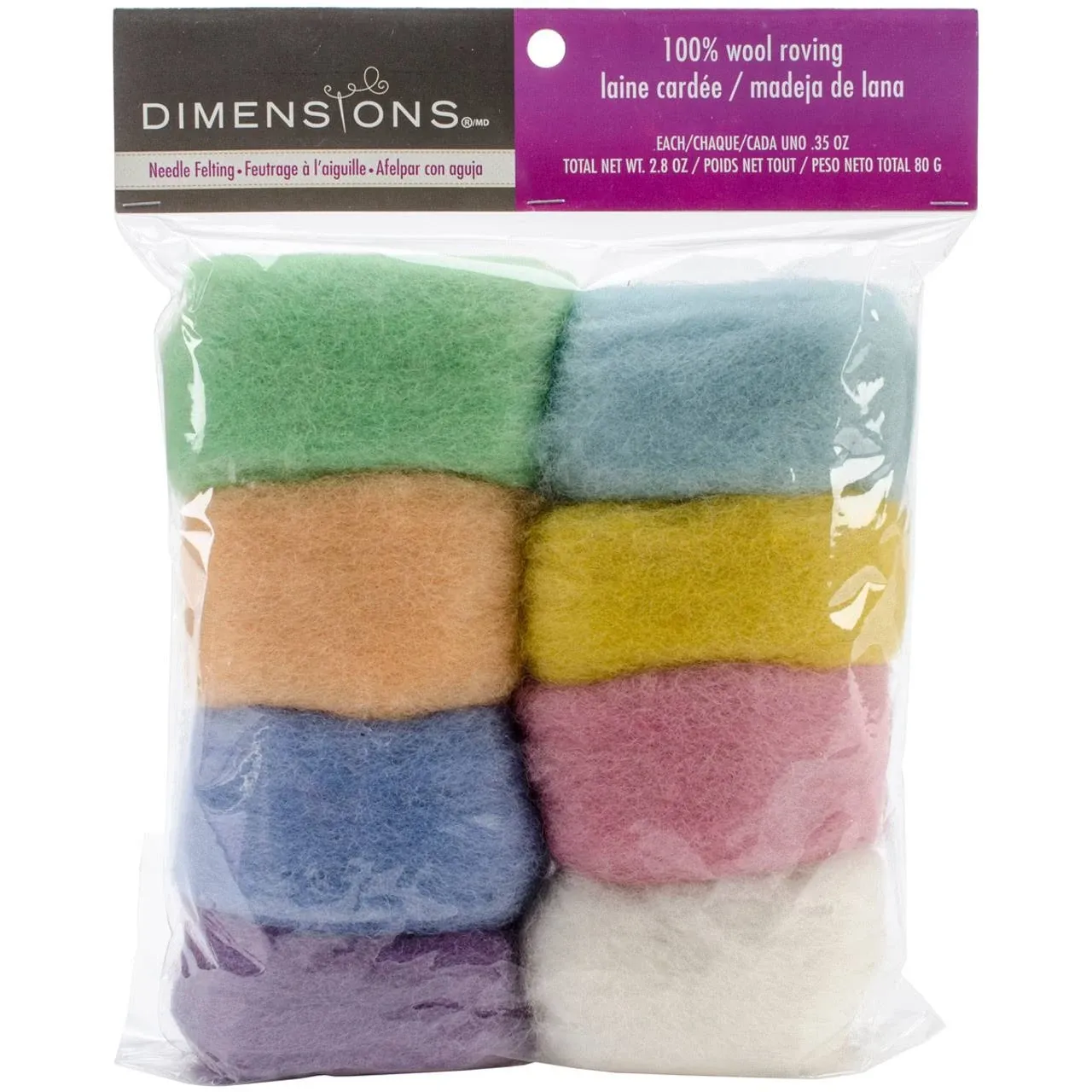 Dimensions Feltworks Roving Value Pack 2.8oz-Pastel 72-74003