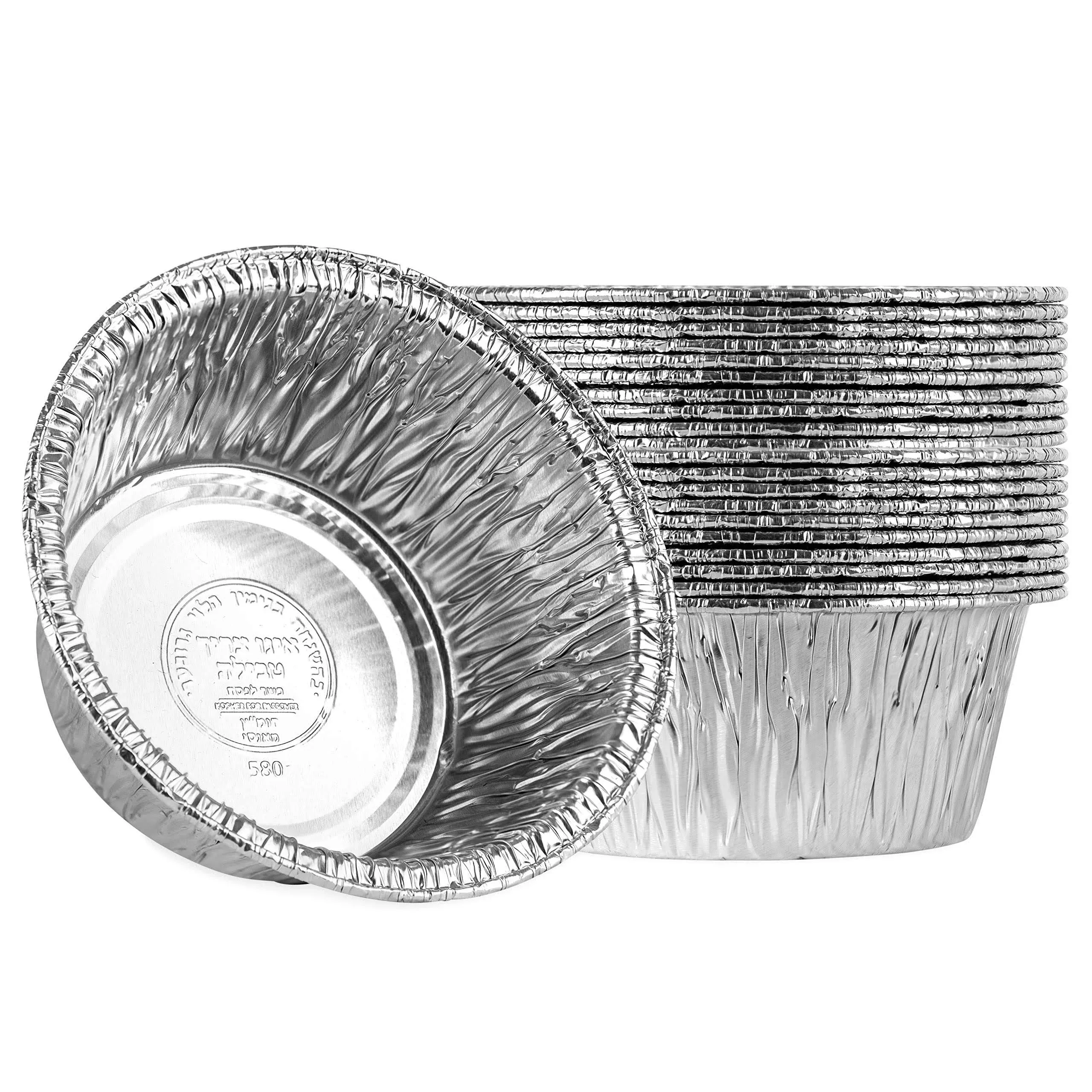 PLASTICPRO 4.5'' Inch Round Tin Foil Pans Disposable Aluminum, Freezer & Oven Safe Pack of 20