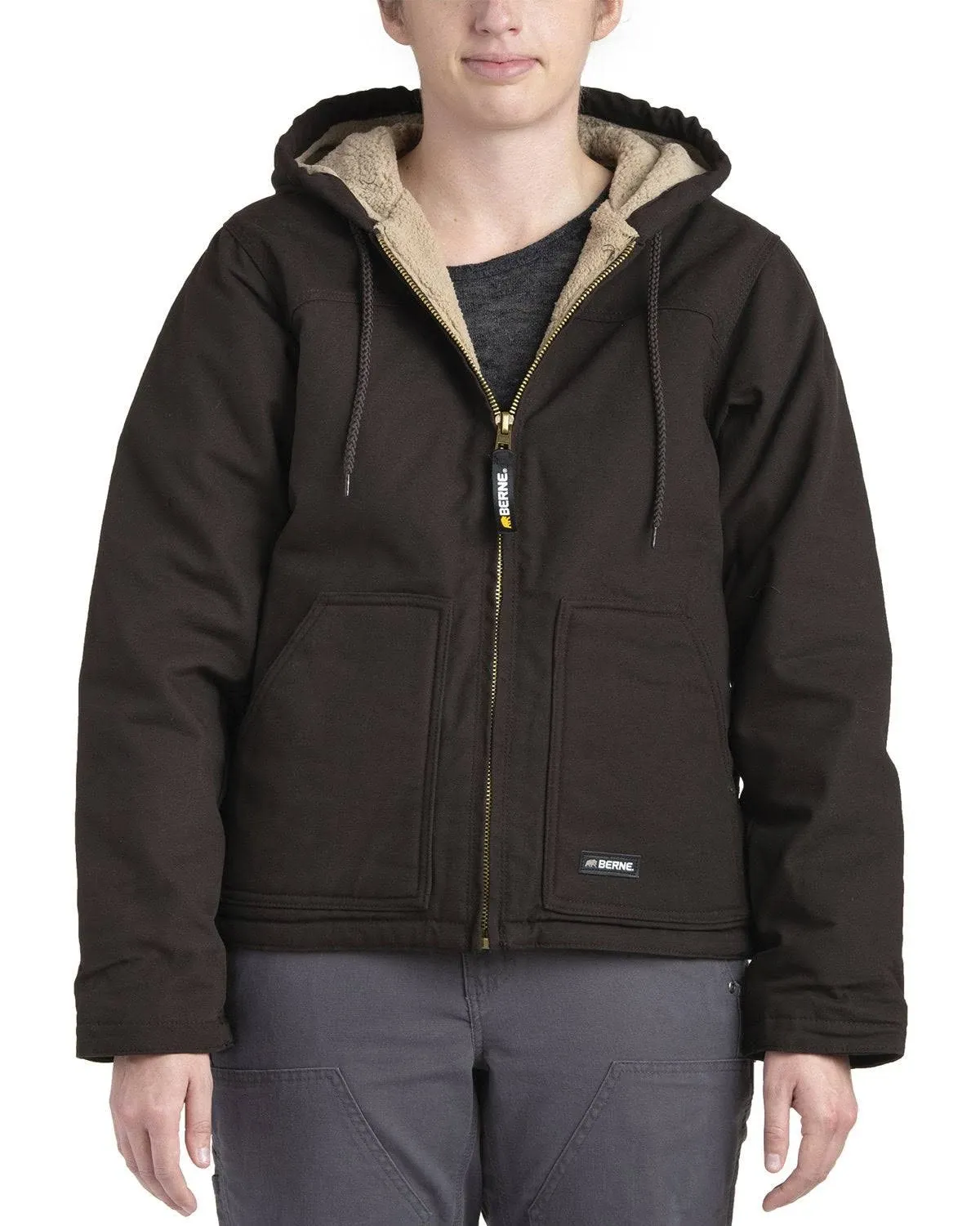 Berner Kühl | Women&#039;s Lined Softstone Duck Hooded Jacket Plus Sizes - Dark brown | Realry