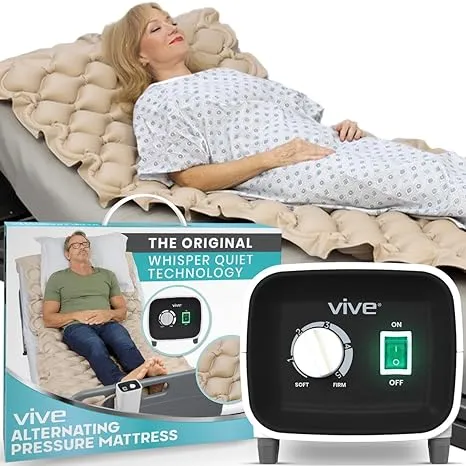 Vive Alternating Pressure Pad, Includes Mattress Pad and Electric Pump System for Bed Sore Prevention