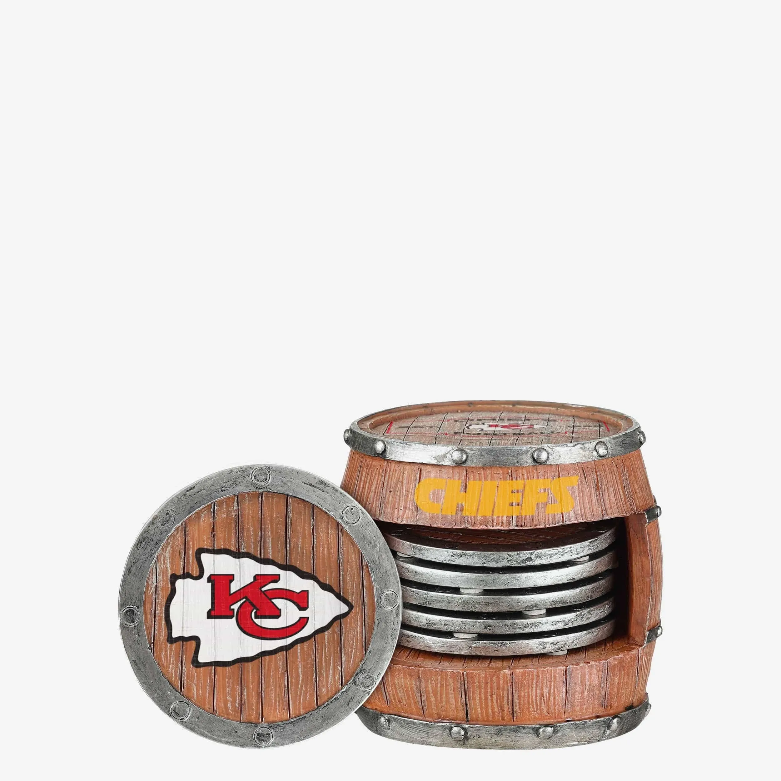 FOCO NFL Team Logo 5-Pack Barrel Beverage Drink Coaster Set