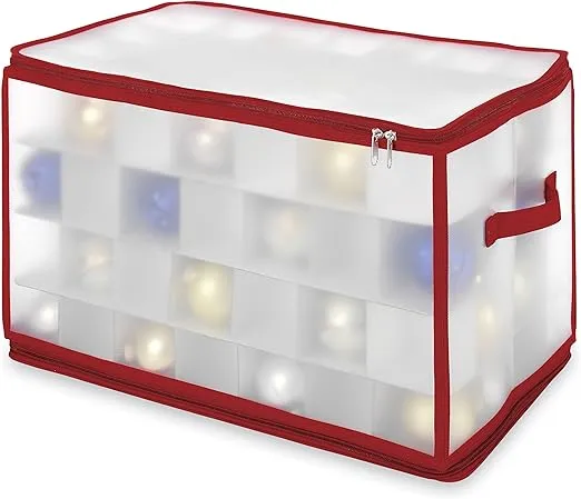 Whitmor Christmas Large Ornament Storage Zip Chest with 112 Compartments