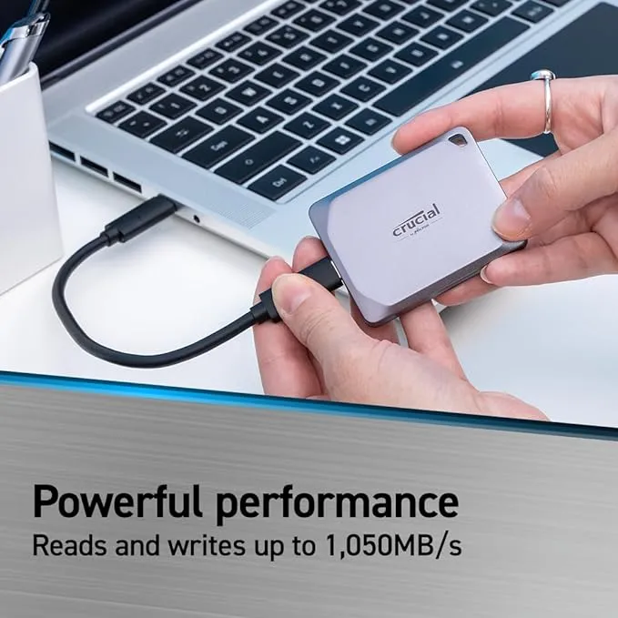 Crucial X9 Pro 1TB Portable SSD - Up to 1050MB/s Read and Write - Water and Dust Resistant, PC and Mac, with Mylio Photos+ Offer - USB 3.2 External