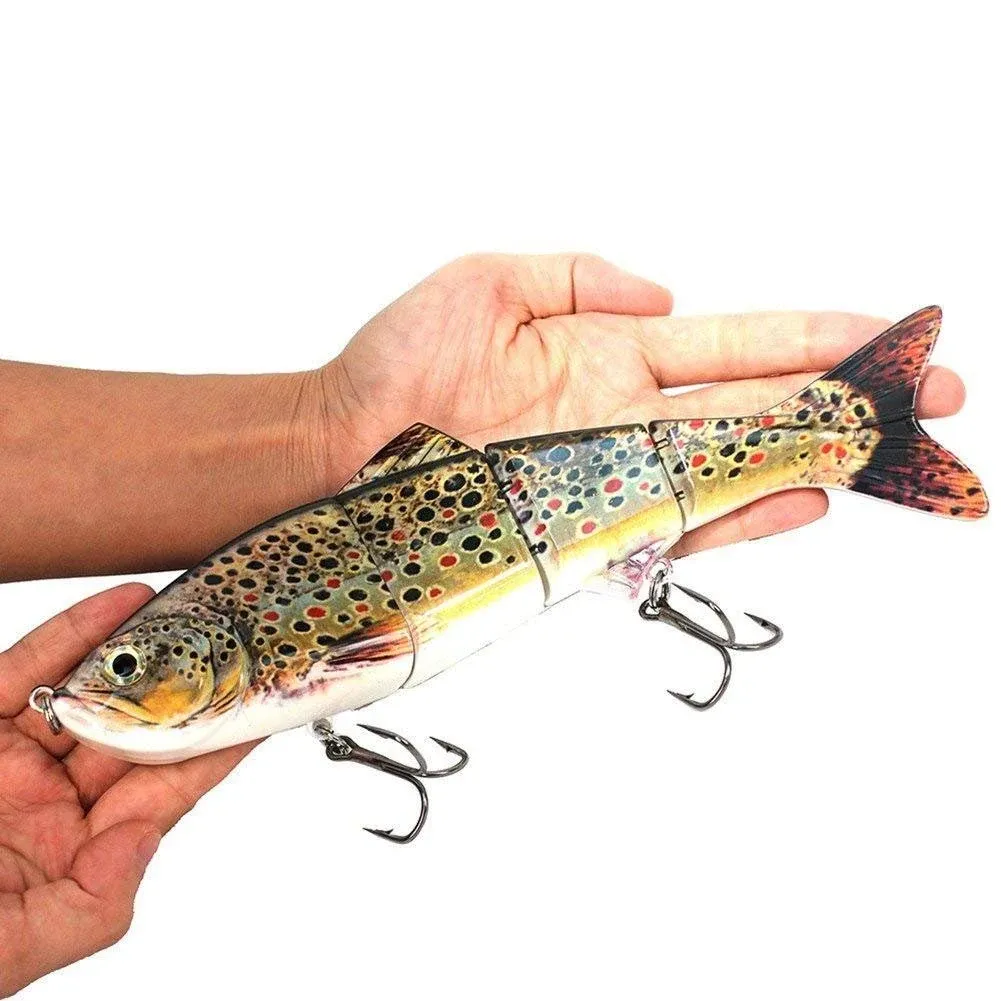 Sfeexun Lifelike 4 Segment Big Giant Sinking Fishing Bass Lures Artificial Hard ...