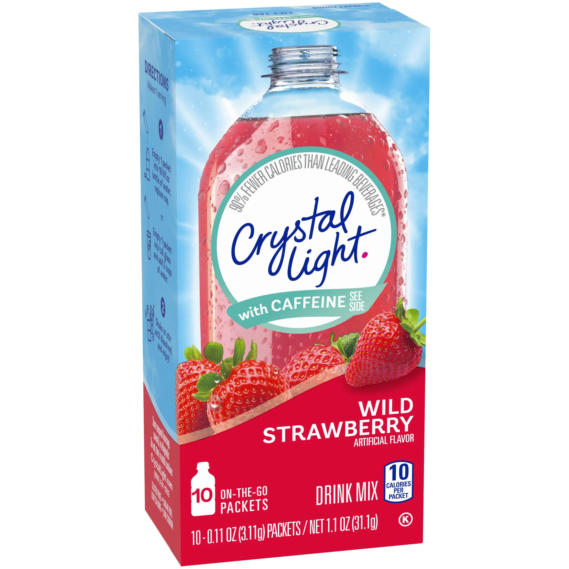 Crystal Light Drink Mix, with Caffeine, Wild Strawberry, On-the-Go Packets - 10 ...