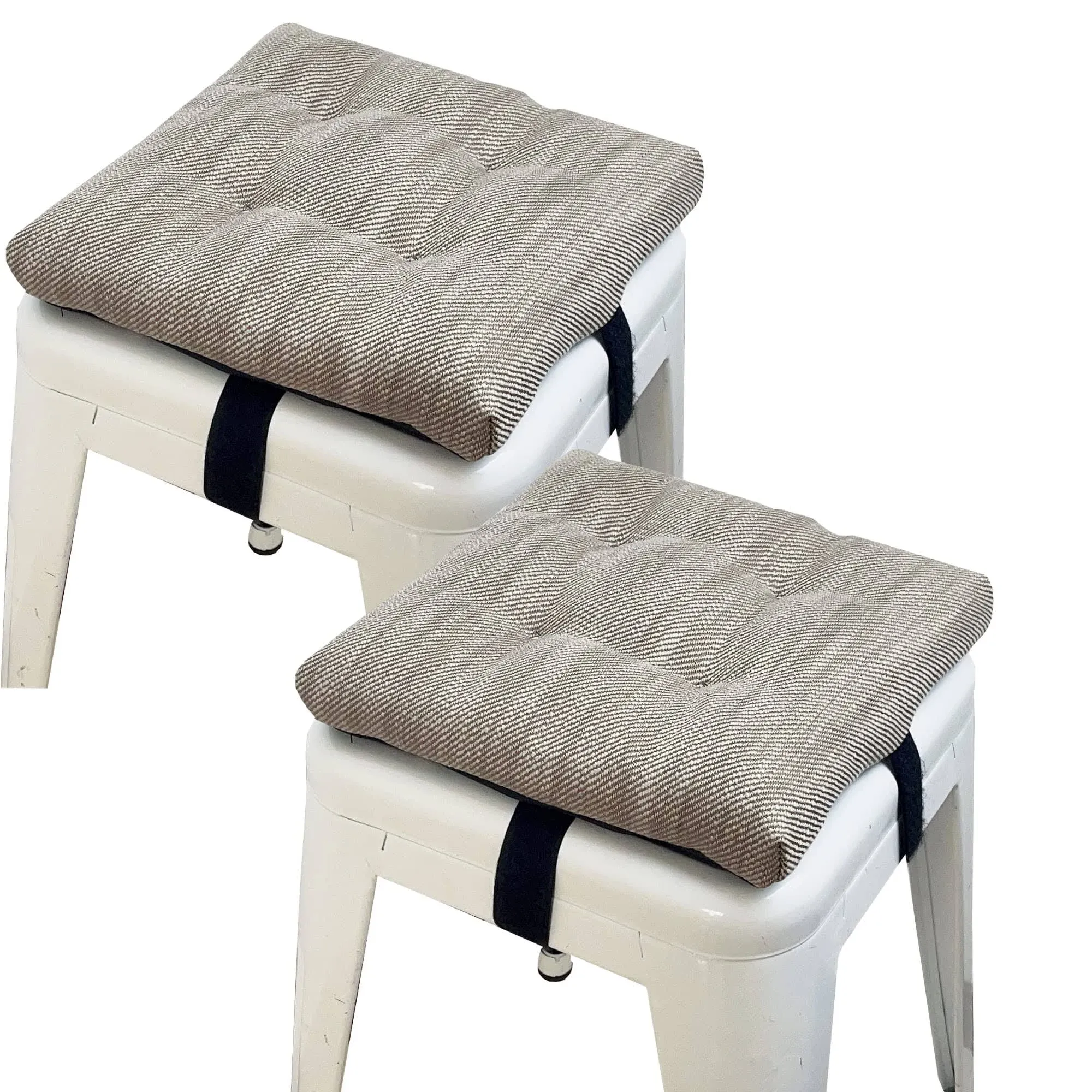 HFCNMY Bar Stool Cushions Square, 2 Pack Thick Square Seat Cushion Bar Stool Covers Kitchen Dining Chair Pads Padding with Ties Removable 14 in Beige