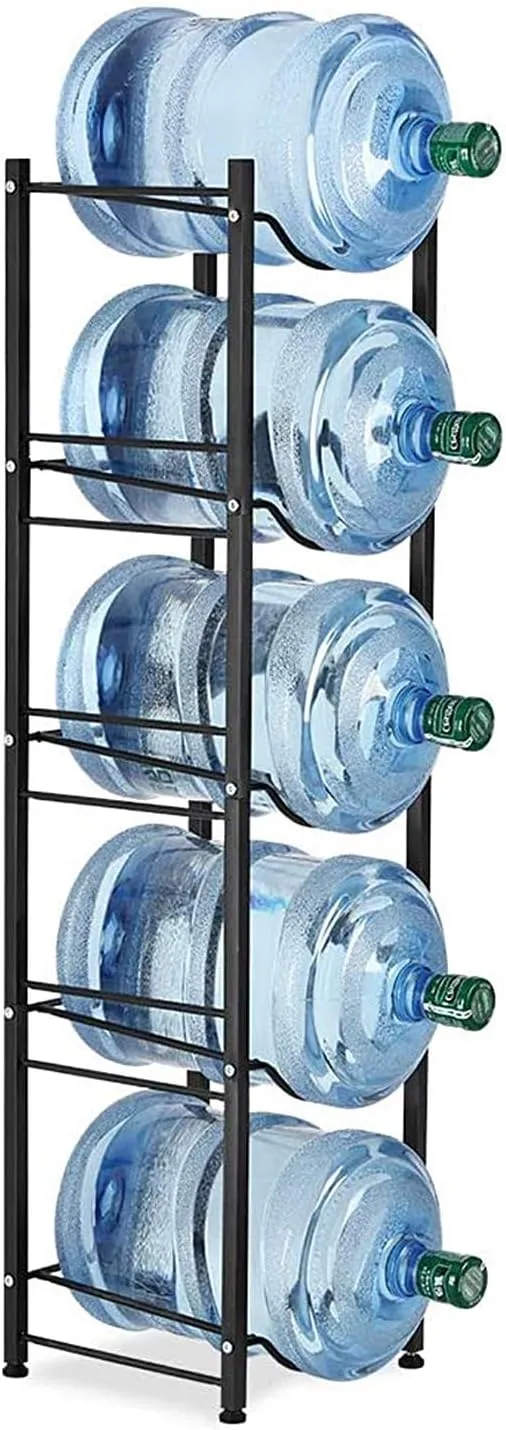 BTY Water Cooler Jug Rack Dispenser 5 Tier Stainless Steel Heavy Duty Detachable Water Bottle Storage Shelf Organizer for 5 Gallon Water Jug Holder F