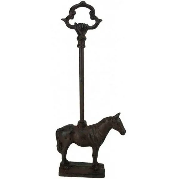 Cast Iron Door Stop Handle Standing Horse Rustic Style 18 Inch Color Black