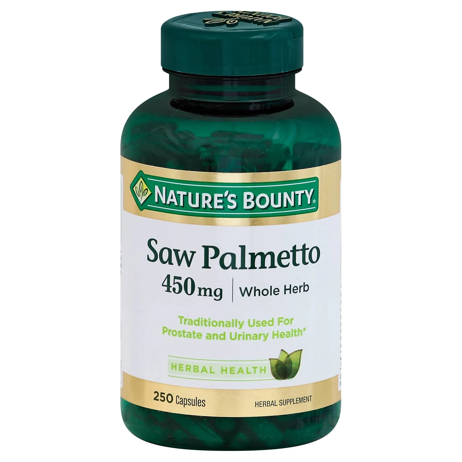 Nature's Bounty Saw Palmetto Support for Prostate and Urinary Health, Herbal Health Supplement, 450mg, 250 Capsules