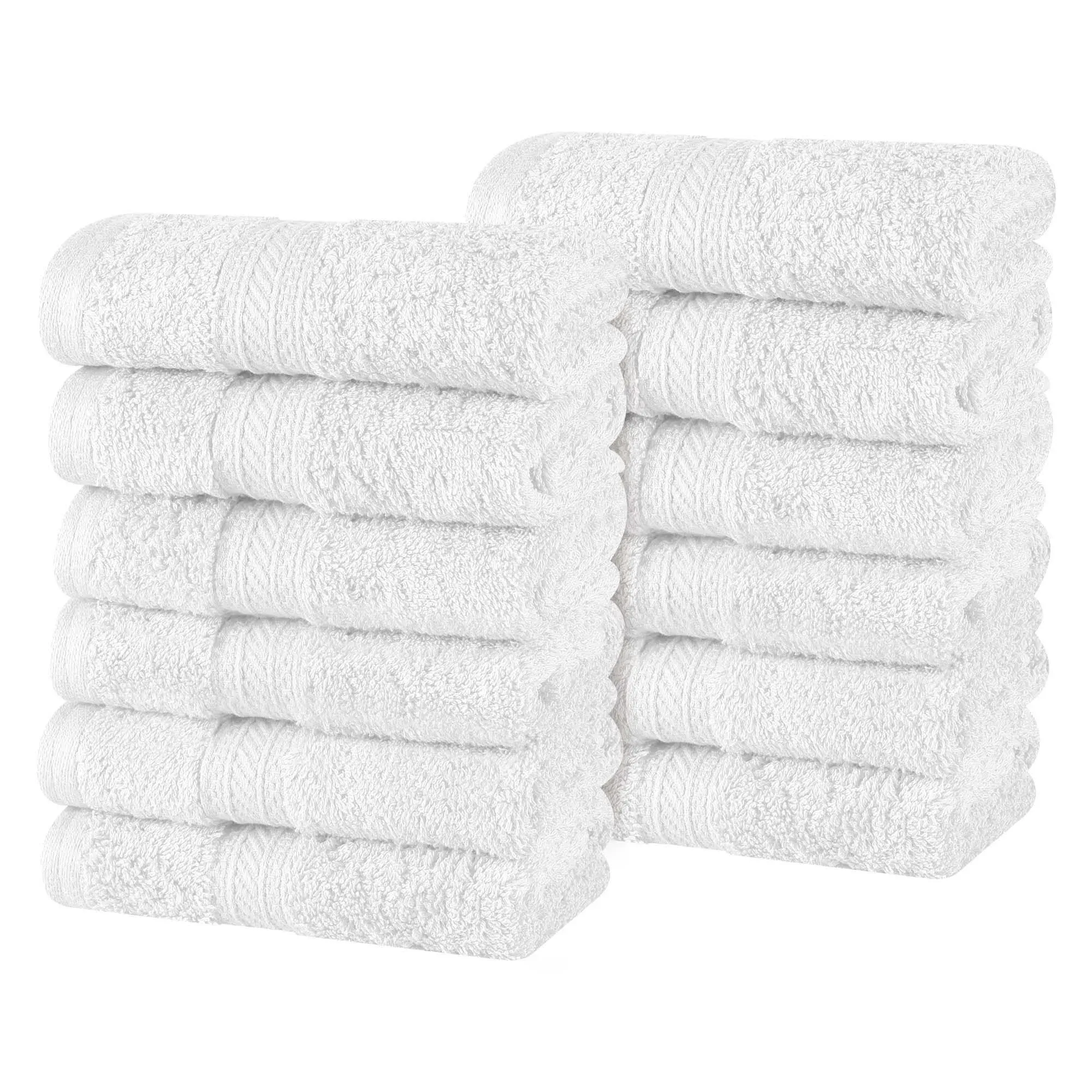 Superior Atlas Cotton Luxury Face Towels, Washcloth Set, Heavyweight, Bathroom Accessories, Kitchen Basics, Spa, Salon, Hotel, Resort, Thick, Ultra-Plush, Highly-Absorbent, Face Towel, White