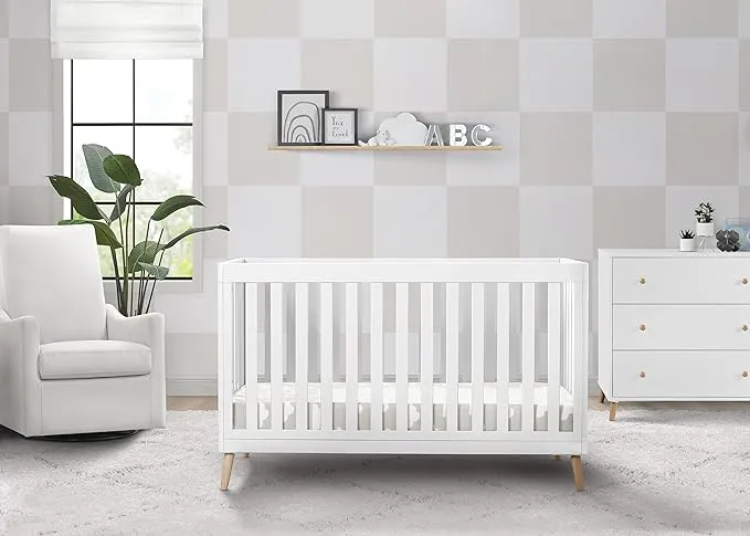 Delta Children Waverly 6-in-1 Convertible Baby Crib, Bianca White