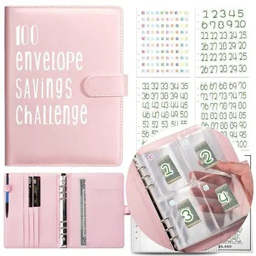 100 Envelopes Challenge Binder Kit,Valentine's Day gift,A5 Money Saving Budget ...