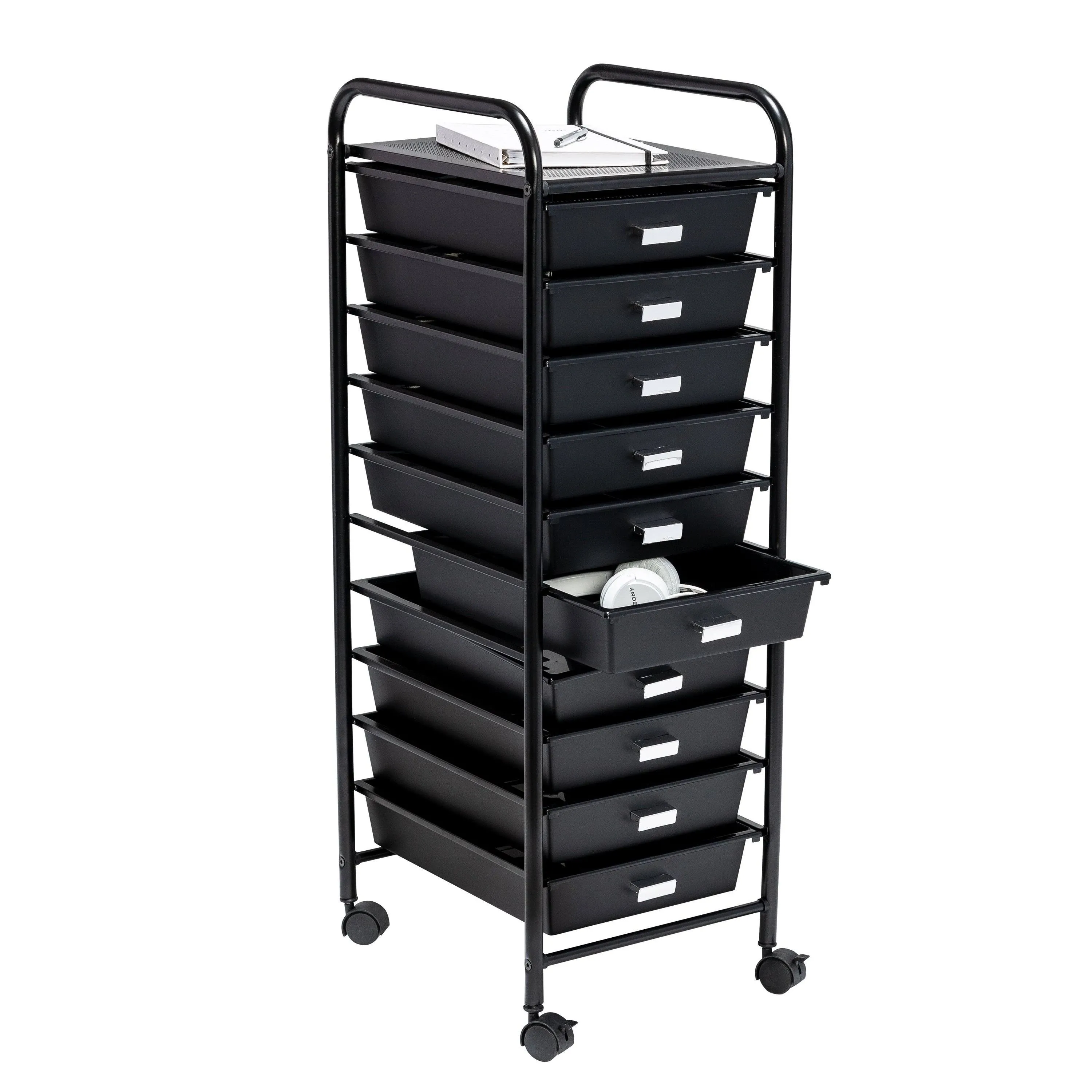 Honey Can Do 10-Drawer Rolling Storage Cart - Black