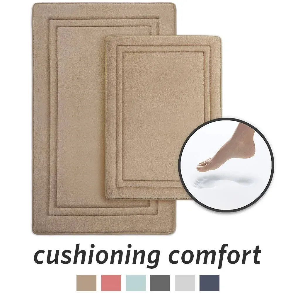 Microdry Quick Drying Memory Foam Bath Mat 2-Piece Set, Linen