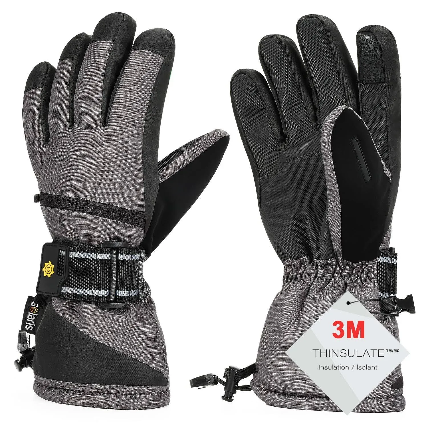 Solaris Ski &amp; Snowboard Gloves, 3M Insulation Waterproof Large Snow Gloves