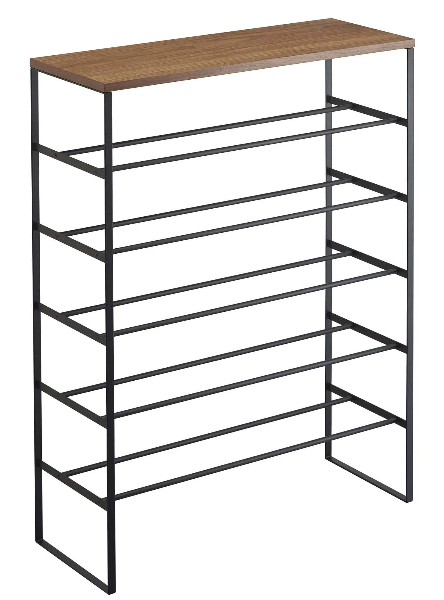 Shoe Rack, One Size, Black, Yamazaki Home 6 Tier Wood Top Steel.