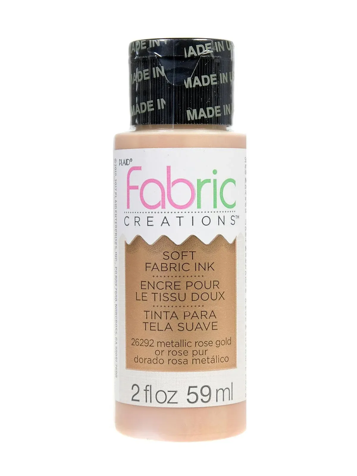 Plaid Metallic Rose Gold Fabric Creations Metallic Soft Fabric Ink - 2 fl oz