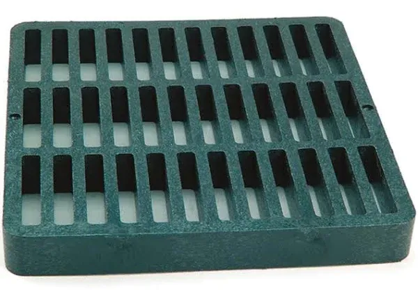 NDS Square Catch Basin Drain Grate, 9 in., Green Plastic