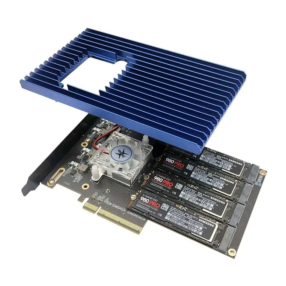 Tarjeta adaptadora SSD KONYEAD Quad PCIe NVMe M.2-PCI con carcasa de aluminio Express...-