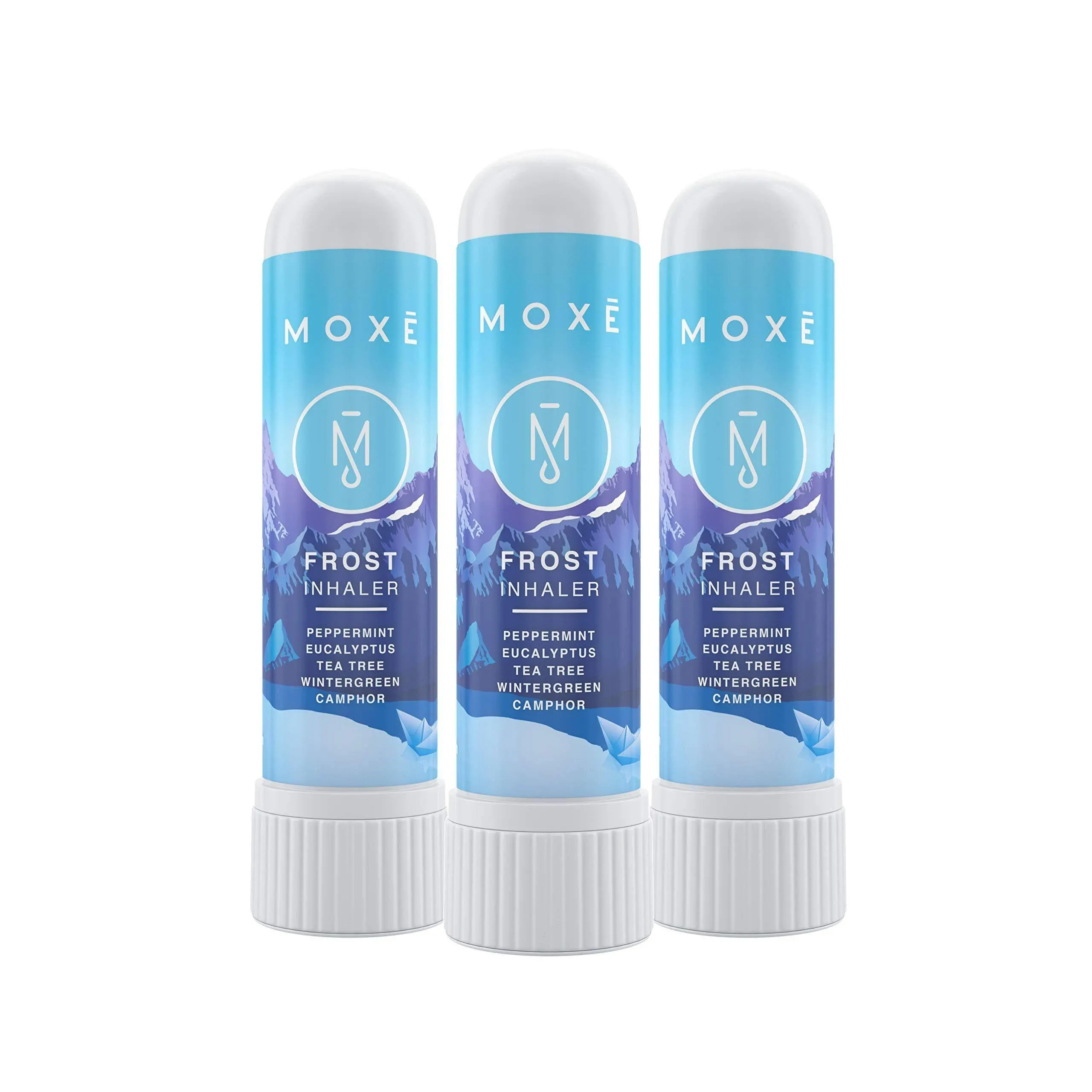 MOXE Frost - Energizing Aromatherapy Nasal Inhaler - Alleviate Headaches, Boost Focus & Energy - Cooling Sinus Blaster - Includes Peppermint, Eucalyptus, & Wintergreen Essential Oils - USA (3-Pack)