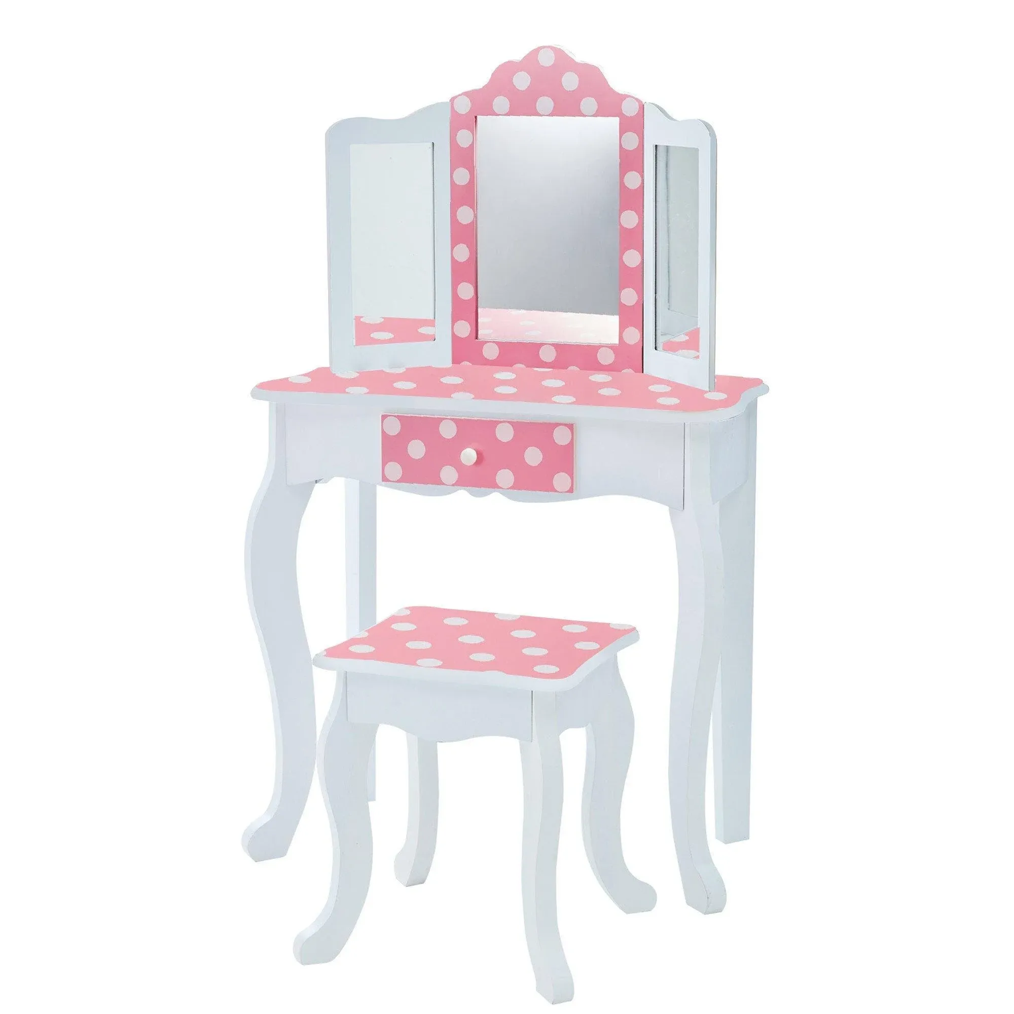 Teamson Kids Fashion Prints Polka Dot Vanity Table and Stool Set