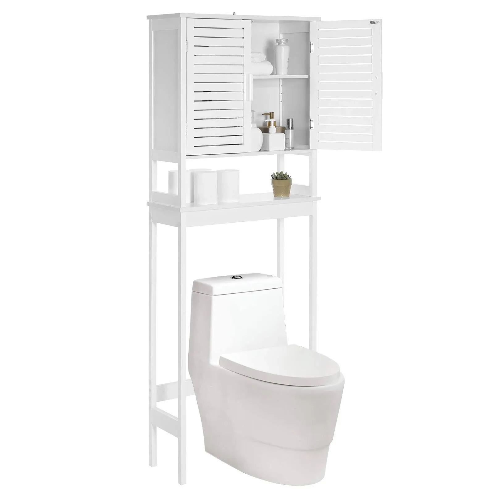 SONGMICS Over-the-Toilet Storage, Bathroom Cabinet with Inside Shelf, White