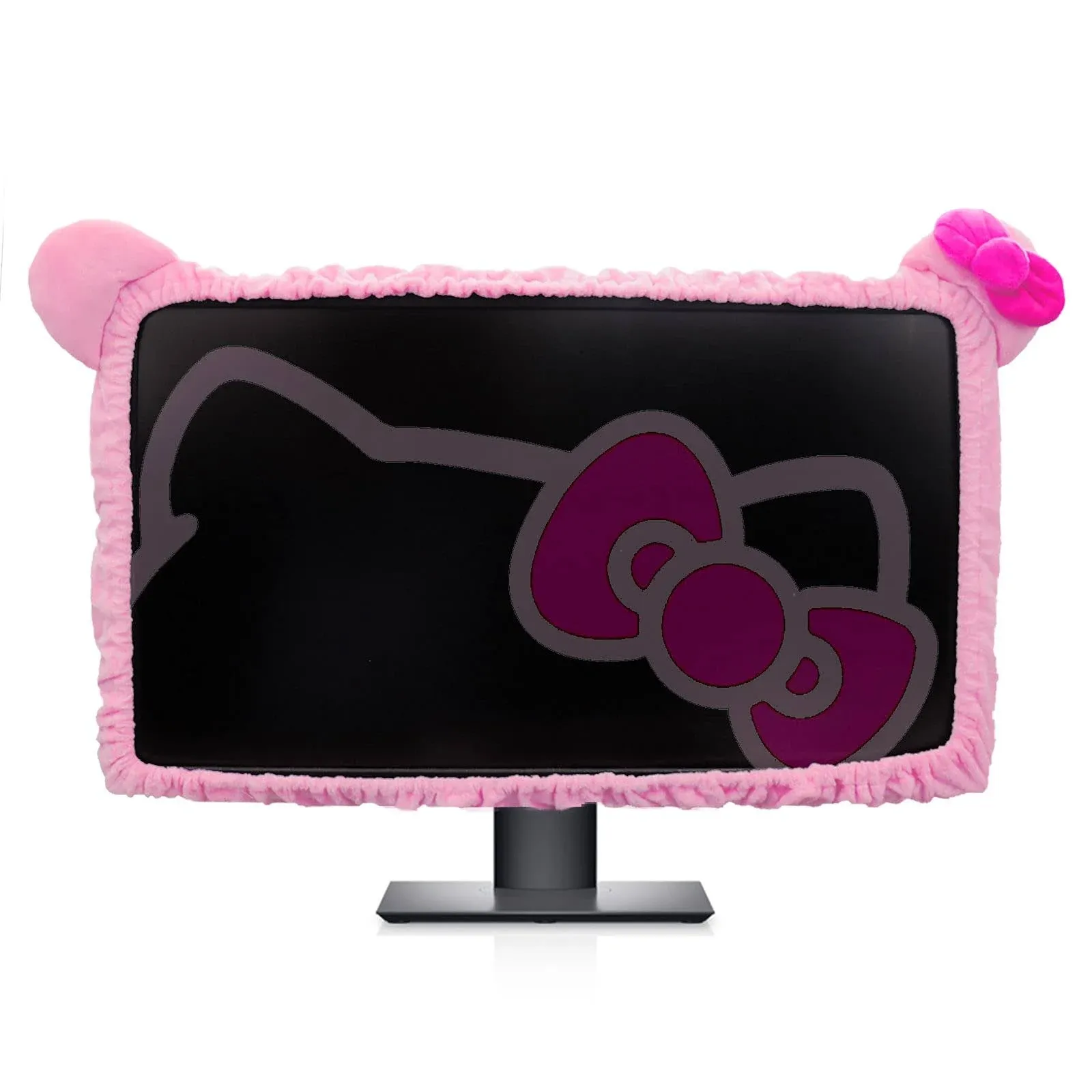 27'' - 34'' Computer Monitor Protective Cover With Cat Ear Design, Cute Pink Monitor Dust Cover Wi