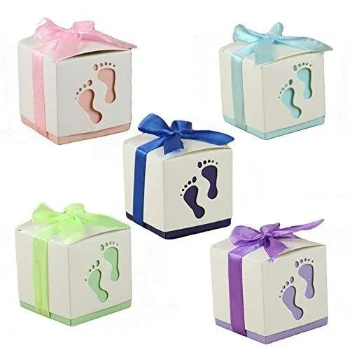 Floratek 50 Pcs Baby Shower Favors Cute Baby Footprint Design Chocolate Packaging ...