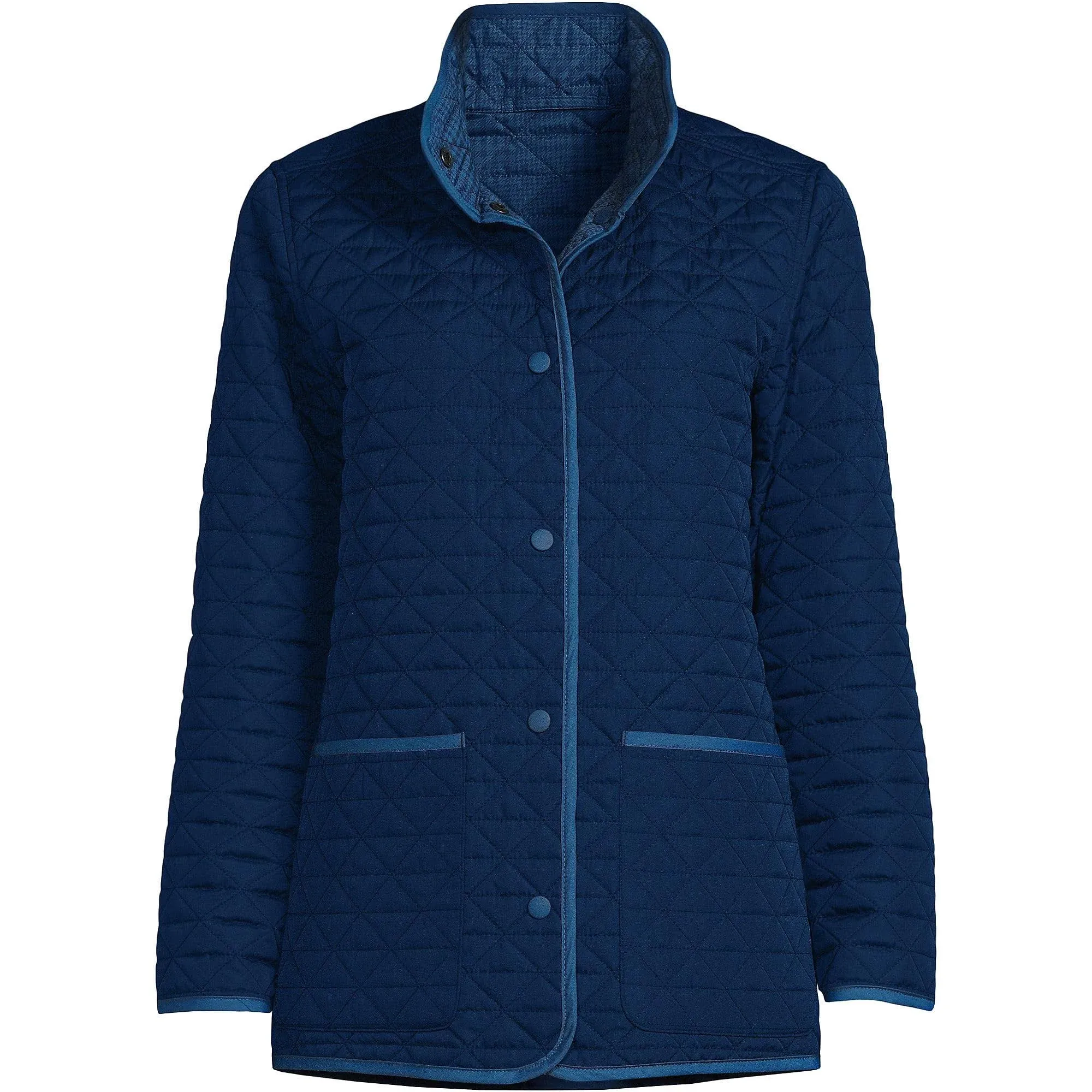 Lands' End Women's Plus Size Insulated Reversible Barn Jacket, Size: Plus 2XL, Blue