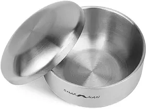 Stainless Steel Shaving Soap & Cream Bowl with Lid | Three-walls Heat Preservation | Heavy Weight Steel （270g/ 0.59ib