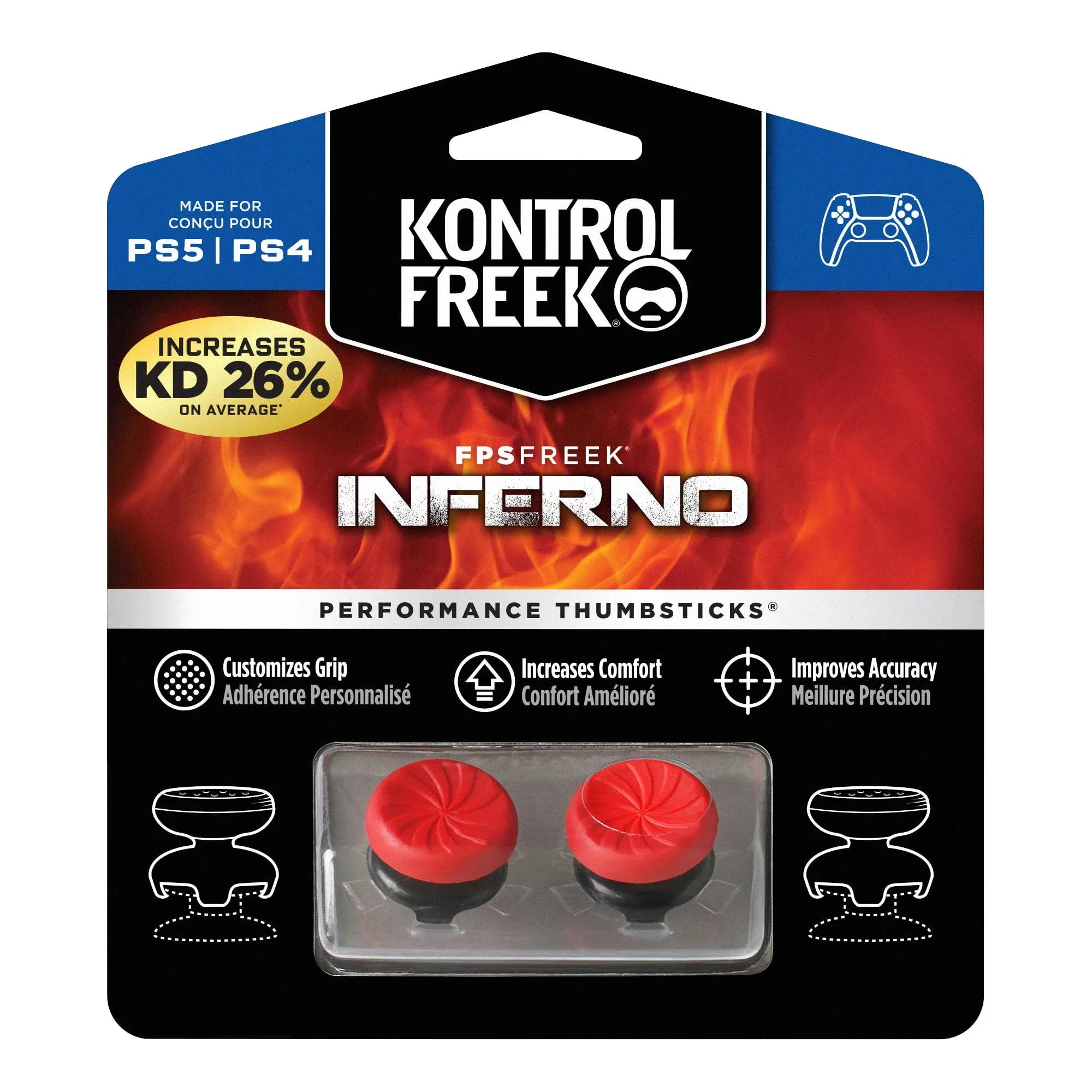 KontrolFreek FPS Freek Inferno for Xbox One and Xbox Series X Controller | Performance Thumbsticks | 2 High-Rise Concave | Red