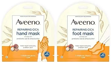 Aveeno Repairing Cica Foot Mask with Prebiotic Oat and Shea Butter