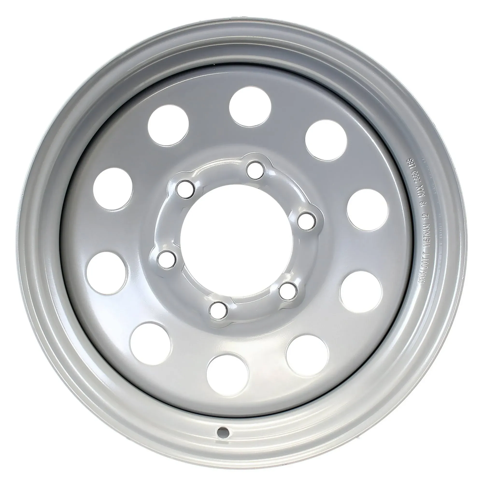 Ecustomrim Trailer Wheel Rim 15x6 6 Lug on 5.5 in. Silver Modular 2830 lb.