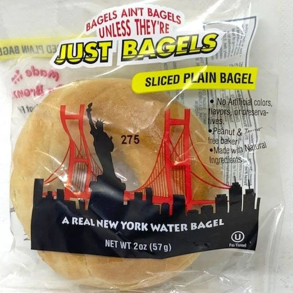 Just Bagels Individually Wrapped Mini Plain Bagel, 2 Ounce -- 60 per case